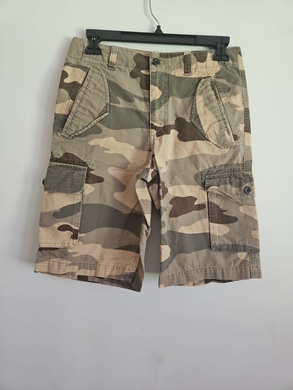 VTG Lands' End Kids Boys Shorts Sz 14 Cargo Camouflage Cotton